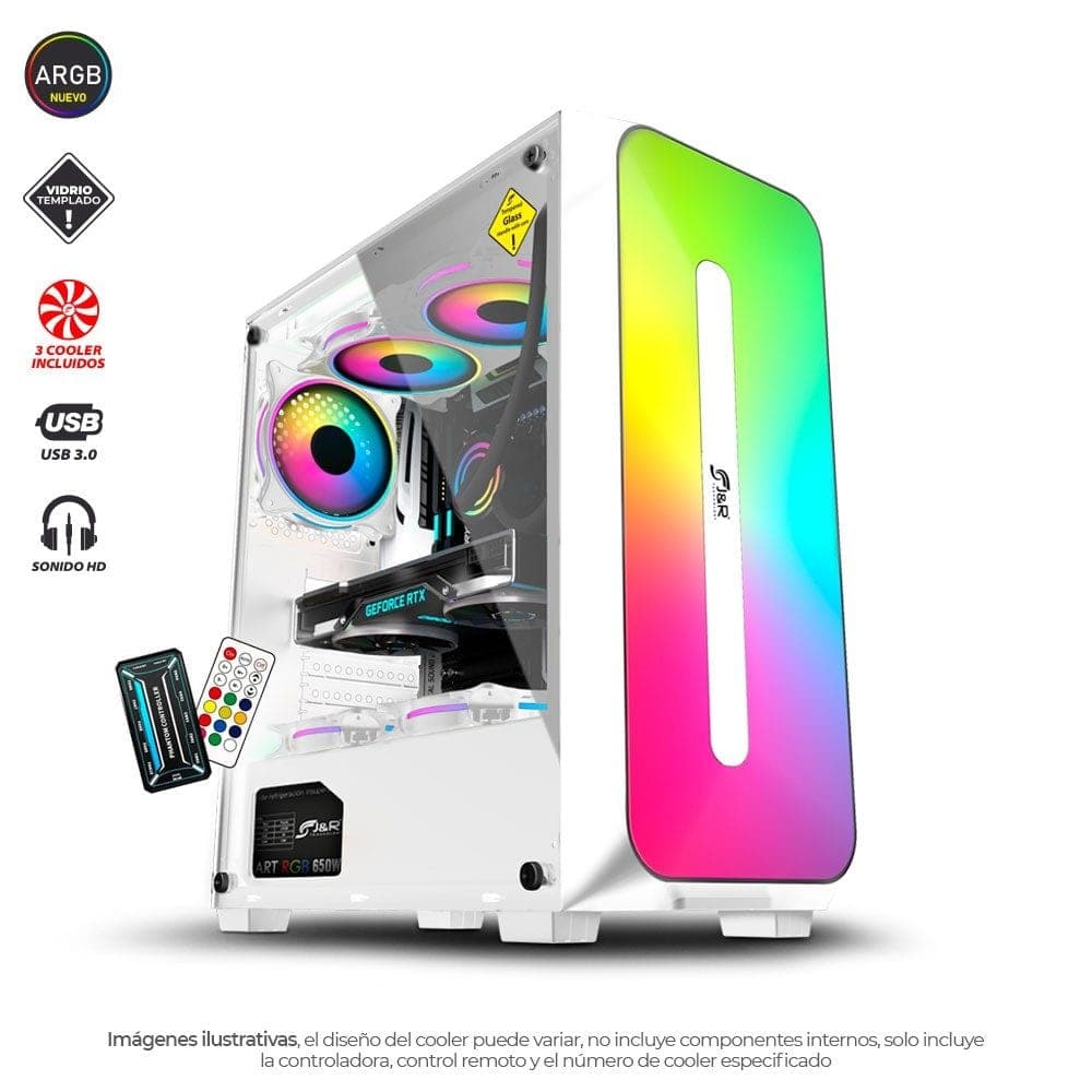 Chasis Jyr Jx118 Blanco Ryzen 5-5600X SSD 512GB RAM 16GB T.video 1660TI 6GB Refrijeracion Liquida