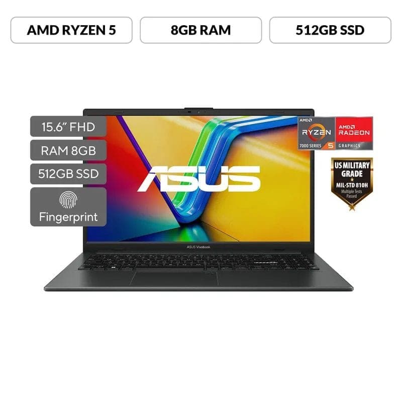 Portátil Asus Vivobook 15.6 Pulgadas Ryzen 5- Serie 7000 SSD 512GB RAM 8GB