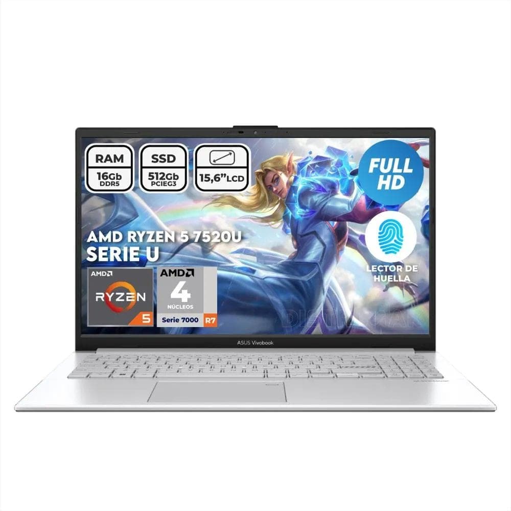 Portátil Asus Vivobook 15.6 Ryzen 5 7520U 16GB RAM SSD 512GB