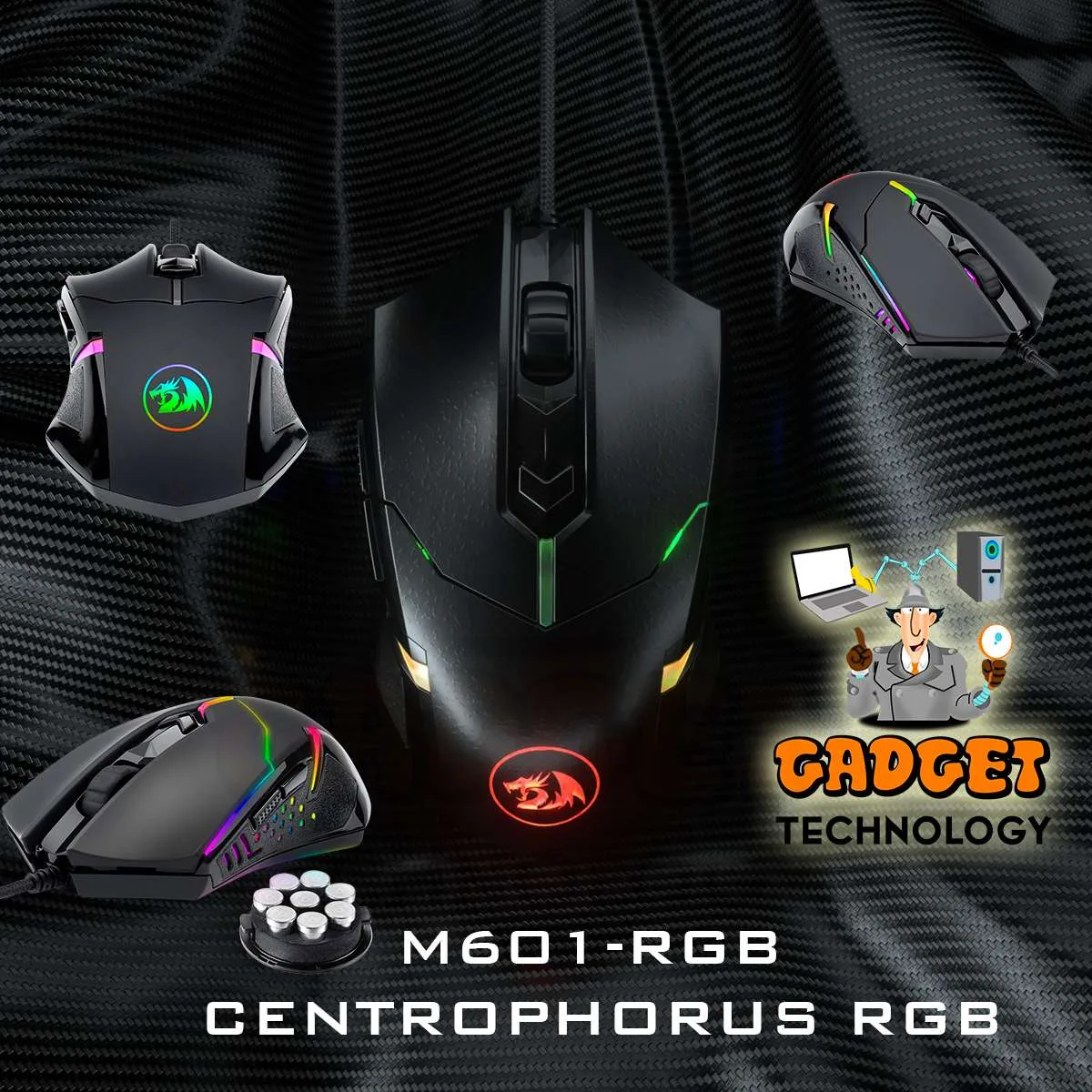 MOUSE Centrophorus RGB_SQ RED DRAGON - Imagen 2